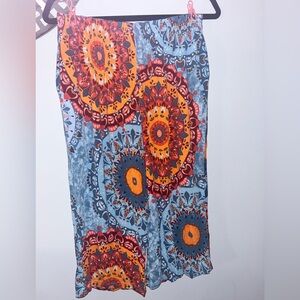 Popyoung cropped blue and orange patterned lounge pants size 2X
